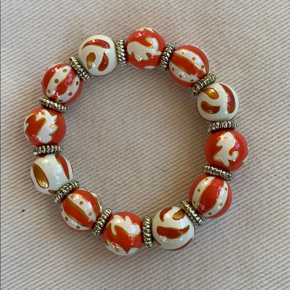 Angela Moore hand painted beaded bracelet